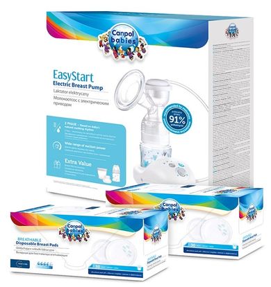 Canpol babies, EasyStart, dwufazowy laktator elektryczny + 60 wkładek laktacyjnych