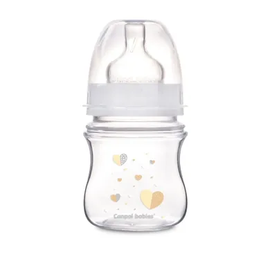Canpol babies, EasyStart, Newborn baby, butelka antykolkowa, 120 ml, beżowe serduszka, 0m+