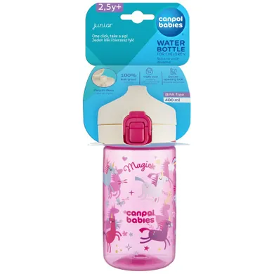 Canpol babies, Junior, bidon na wodę dla dzieci, różowy, 400 ml