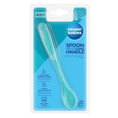 Canpol babies, miękka łyżeczka z długim uchwytem, niebieska, 4m+