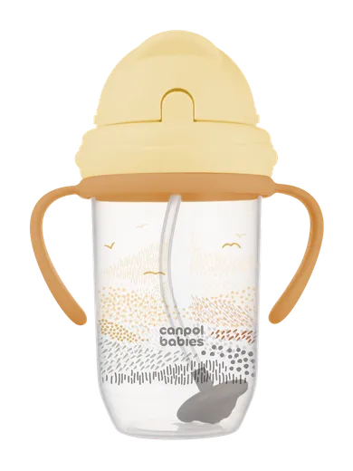 Canpol babies, Mountains, kubek niekapek z rurką i odważnikiem, beżowy, 270 ml