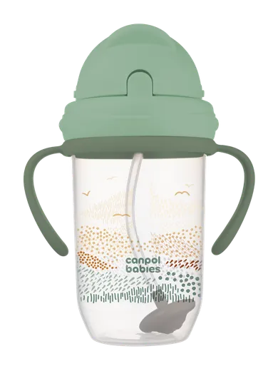Canpol babies, Mountains, kubek niekapek z rurką i odważnikiem, zielony, 270 ml