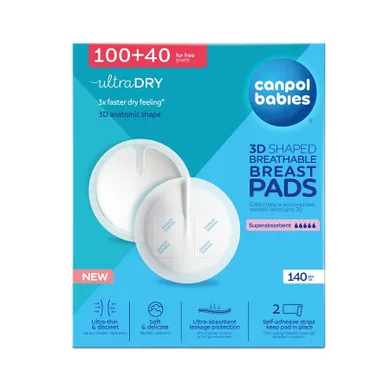 Canpol babies, oddychające ultrachłonne wkładki laktacyjne 3D, 140 szt.