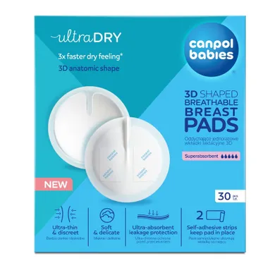 Canpol babies, oddychające ultrachłonne wkładki laktacyjne 3D, 30 szt.