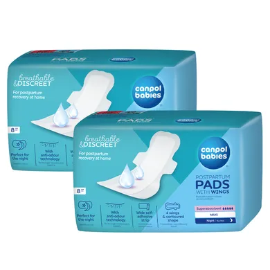 Canpol babies, podpaski poporodowe ze skrzydełkami, night, 2-8 szt.