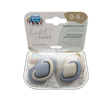 Canpol babies, Pure, smoczek uspokajający, silikonowy, symetryczny, 0-6m, 2 szt., niebieski