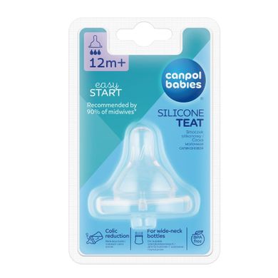 Canpol babies, silikonowy smoczek do butelek szerokootworowych EasyStart, szybki, 12m+, 1 szt.