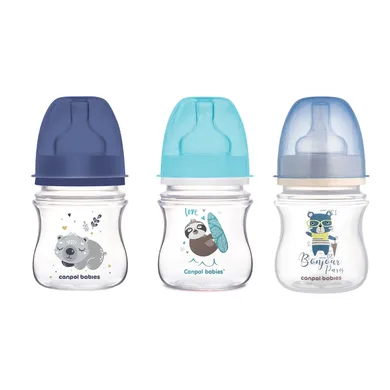 Canpol, Exotic, zestaw butelek Easy Start, szerokie, chłopiec, 120 ml, 3 szt.