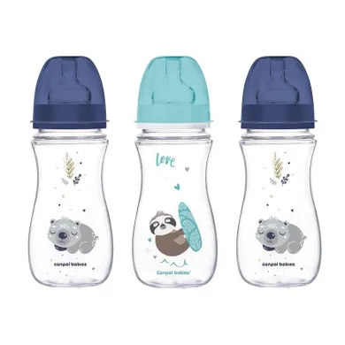 Canpol, Exotic, zestaw butelek Easy Start, szerokie, chłopiec, 300 ml, 3 szt.