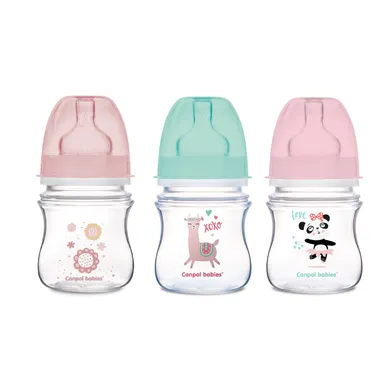 Canpol, Exotic, zestaw butelek Easy Start, szerokie, dziewczynka, 120 ml, 3 szt.