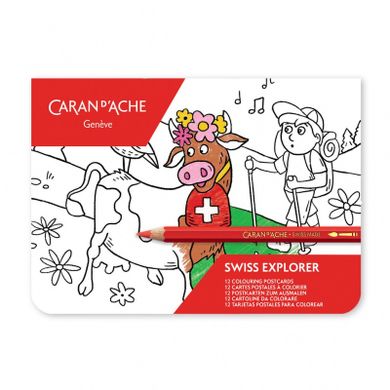 Carandache, Caran d’Ache, Swiss Explorer, pocztówki do kolorowania, 12 arkuszy