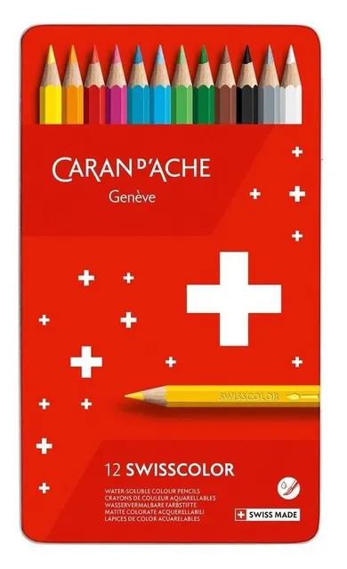 Carandache, Swisscolor Aquarelle, kredki sześciokątne, 12 kolorów