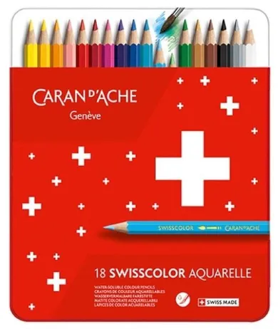 Carandache, Swisscolor Aquarelle, kredki sześciokątne, 18 kolorów