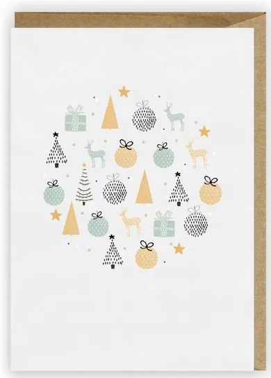 Cardie, kartka okolicznościowa, Bombka, eko koperta