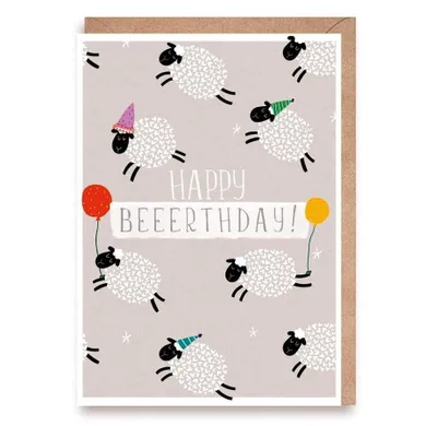 Cardie, kartka urodzinowa, Owce Happy Beerthday