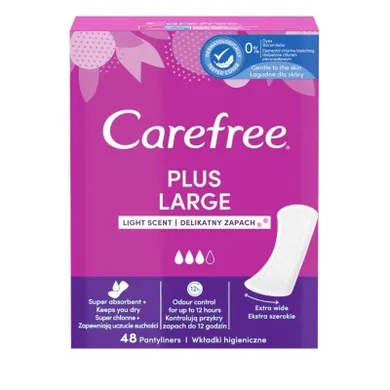 Carefree, Plus Large Light Scent, wkładki higieniczne o delikatnym zapachu, 48 szt.