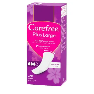 Carefree, Plus Large, wkładki higieniczne, Light Scent, 20 szt.