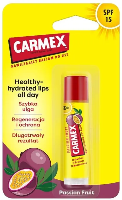 Carmex, Naturally, nawilżający balsam do ust, marakuja, 4.25g