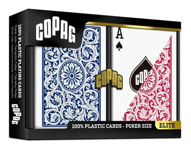 Cartamundi, Copag Elite, Jumbo Face, plastikowe karty do pokera, niebiesko-czerwone