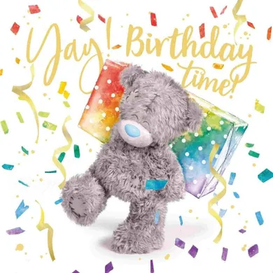 Carte Blanche, karnet holograficzny 3D, miś niosący prezent