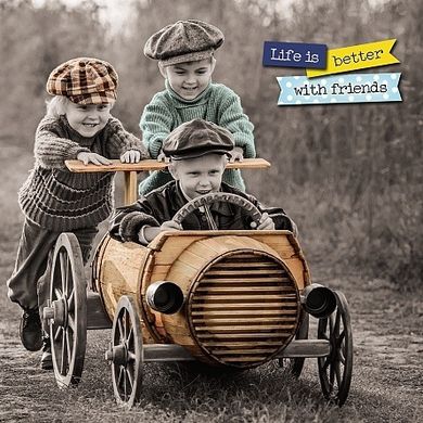 Carte Blanche, kartka holograficzna 3D, boys in car