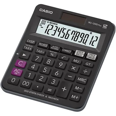 Casio, Plus, kalkulator biurowy, czarny, 12 cyfrowy wyświetlacz