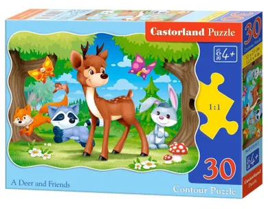 Castor, A Deer And Friends, puzzle konturowe, 30 elementów