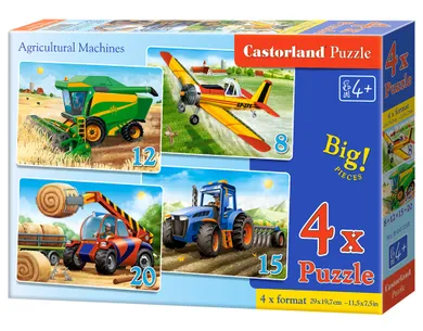 Castorland, Agricultural Machines, puzzle 4-1, 8-12-15-20 elementów, 55 elementów
