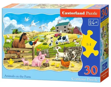 Castorland, Animals on the Farm, puzzle konturowe, 30 elementów