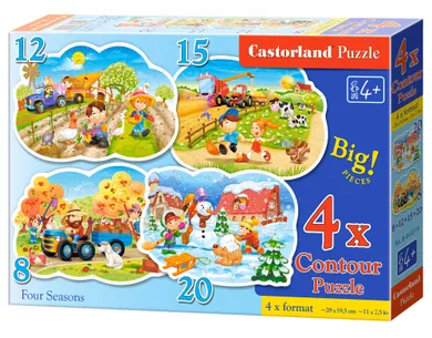 Castorland, Four Seasons, puzzle konturowe 4-1, 8-12-15-20 elementów