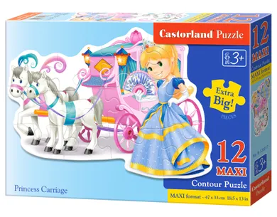 Castorland, Księżniczka z powozem, puzzle maxi, konturowe, 12 elementów