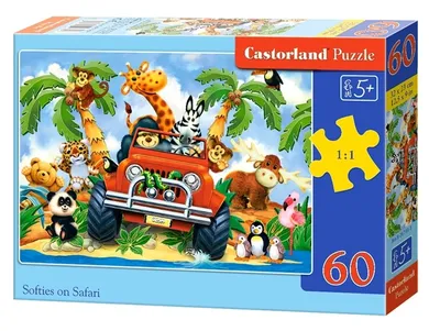 Castorland, Pluszaki na safari, puzzle, 60 elementów