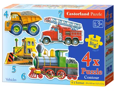 Castorland, Pojazdy, puzzle maxi, konturowe, 4w1