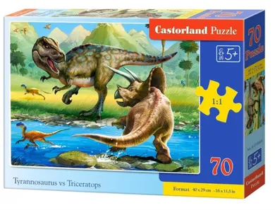 Castorland, Tyrannosaurus kontra Triceratops, puzzle, 70 elementów