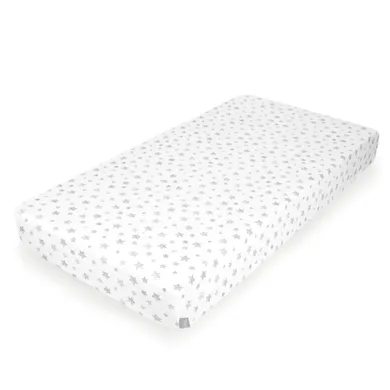 Ceba Baby, prześcieradło jersey z gumką, gray stars, 140-70 cm