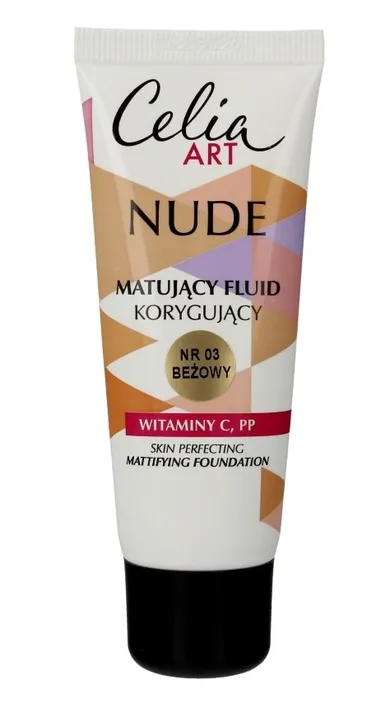 Celia, Art, Nude Matujący Fluid korygujący, nr 03, beżowy, 30 ml