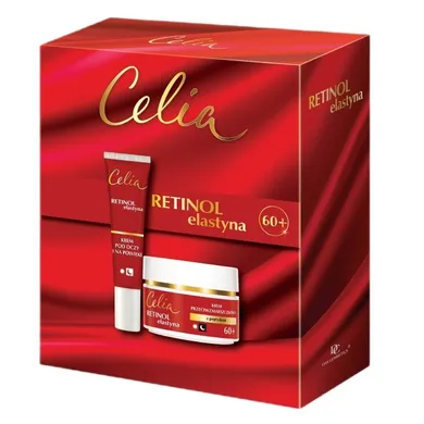 Celia, Retinol Elastyna, zestaw: krem do twarzy 60+, 50 ml + krem pod oczy i na powieki, 15 ml