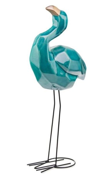 Ceramiczna figurka, flaming, turkusowy 20/52 cm