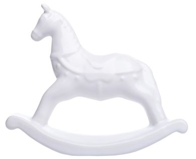 Ceramiczny konik na biegunach, dekoracja, złota
