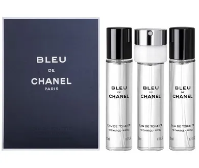 Chanel, Bleu de Chanel Pour Homme, zestaw: woda toaletowa, spray + wkłady 3-20 ml