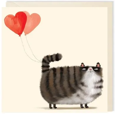 Charley Rabbit, karnet kwadratowy, walentynki, kot z balonami