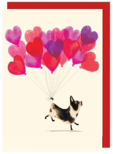 Charley Rabbit, karnet, walentynki, pies z balonami