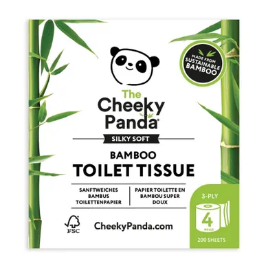 Cheeky Panda, papier toaletowy, trzywarstwowy, 4 rolki, 800 listków