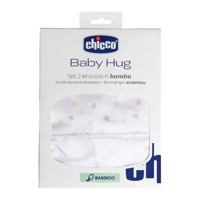Chicco, Baby Hug, prześcieradło, bambusowe, foliage, 2 szt.
