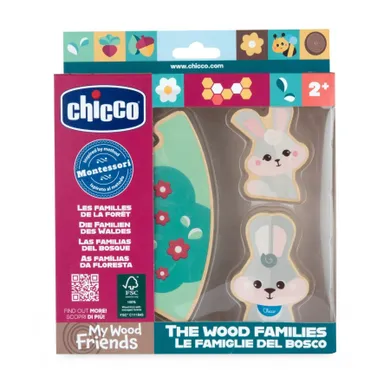 Chicco, My Wood Friends, Zestaw Mama, drewniane figurki króliczków, 2 szt.