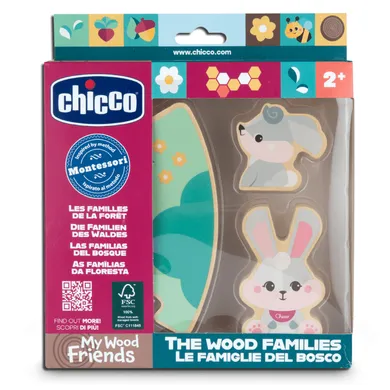Chicco, My Wood Friends, Zestaw Mama, drewniane figurki króliczków, 2 szt.