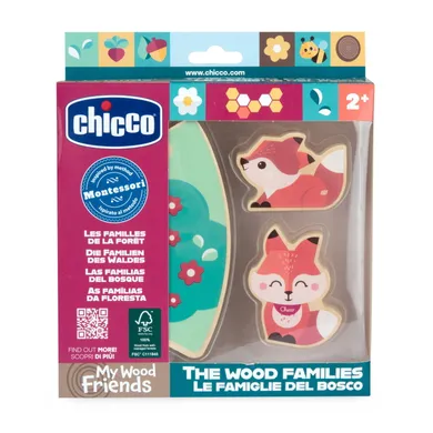Chicco, My Wood Friends, Zestaw mama, drewniane figurki lisków, 2 szt.