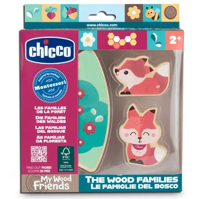 Chicco, My Wood Friends, Zestaw mama, drewniane figurki lisków, 2 szt.