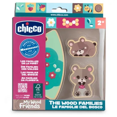 Chicco, My Wood Friends, Zestaw Mama, drewniane figurki niedźwiadków, 2 szt.