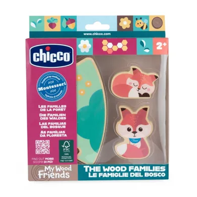 Chicco, My Wood Friends, Zestaw Tata, drewniane figurki lisków, 2 szt.